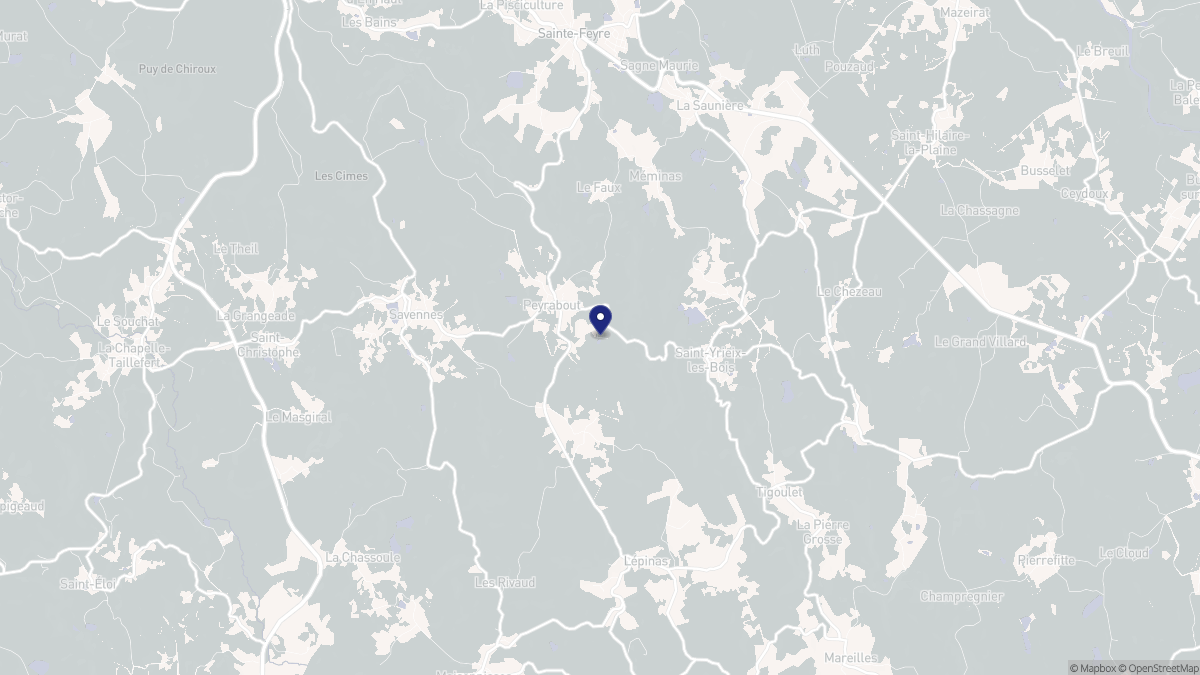 Aperçu cartographique de Peyrabout, centré sur la commune