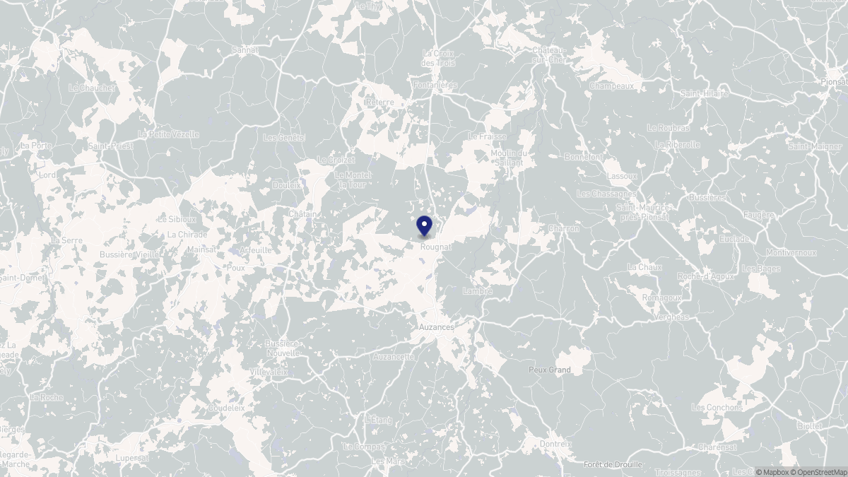 Aperçu cartographique de Rougnat, centré sur la commune
