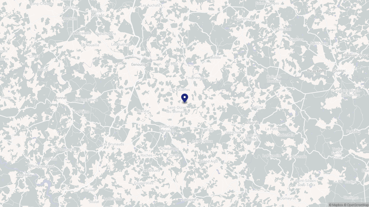 Aperçu cartographique de Saint-Dizier-les-Domaines, centré sur la commune