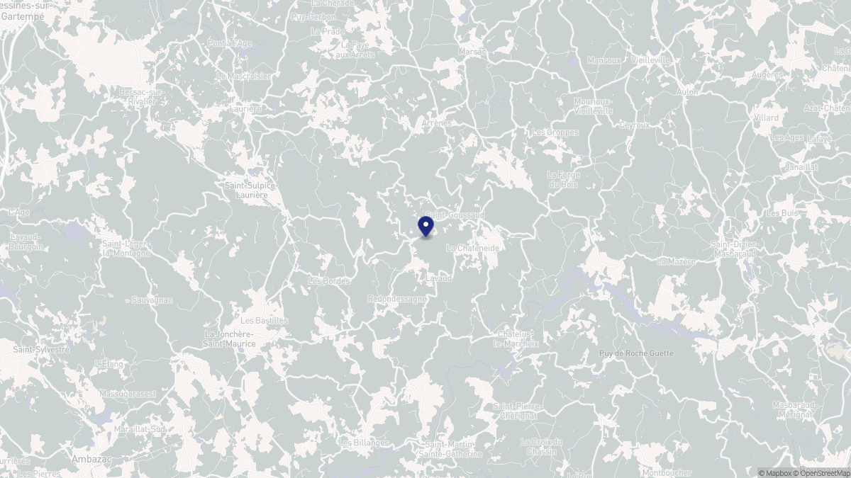 Aperçu cartographique de Saint-Goussaud, centré sur la commune