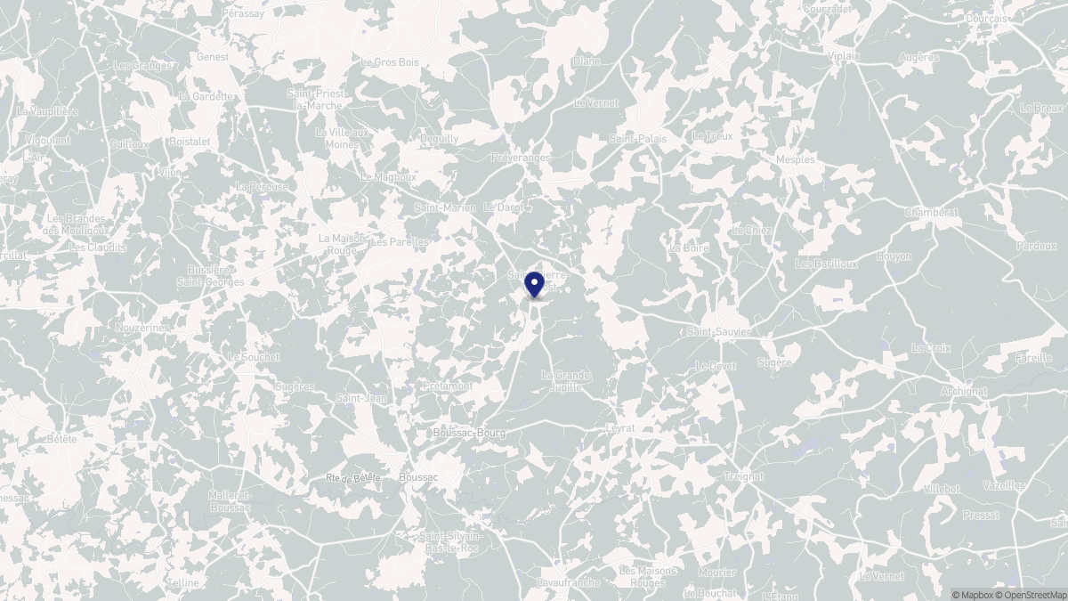 Aperçu cartographique de Saint-Pierre-le-Bost, centré sur la commune