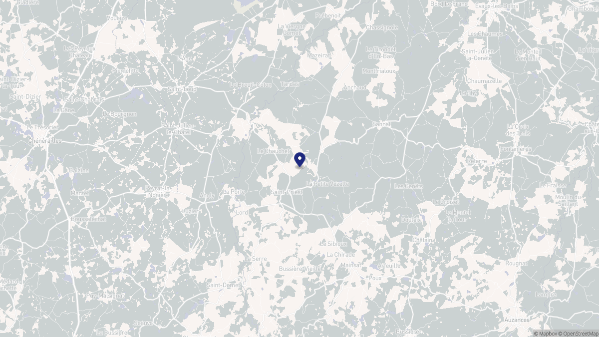 Aperçu cartographique de Saint-Priest, centré sur la commune