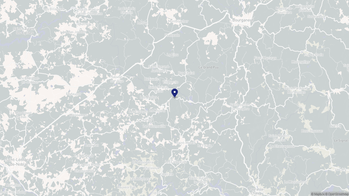 Aperçu cartographique de Saint-Priest-Palus, centré sur la commune