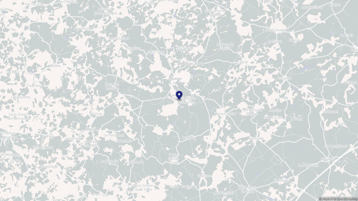 Aperçu cartographique de Saint-Silvain-Bas-le-Roc, centré sur la commune