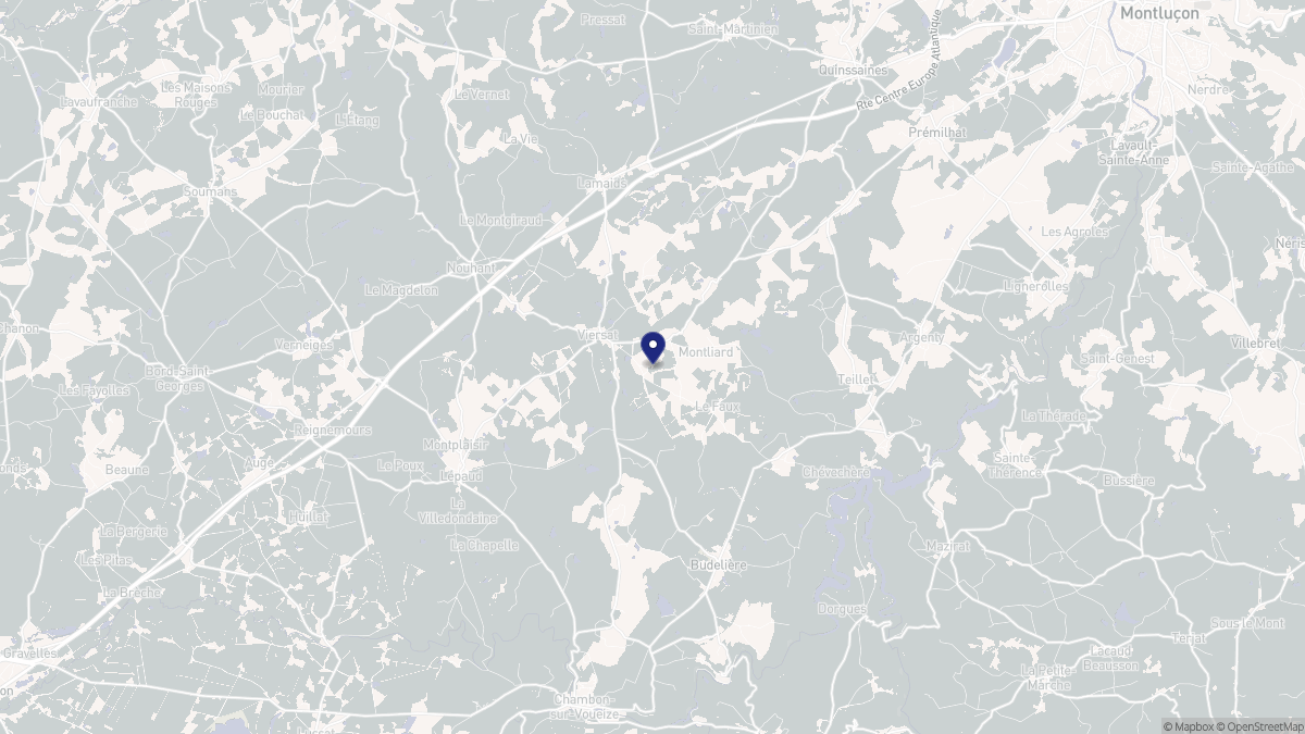 Aperçu cartographique de Viersat, centré sur la commune