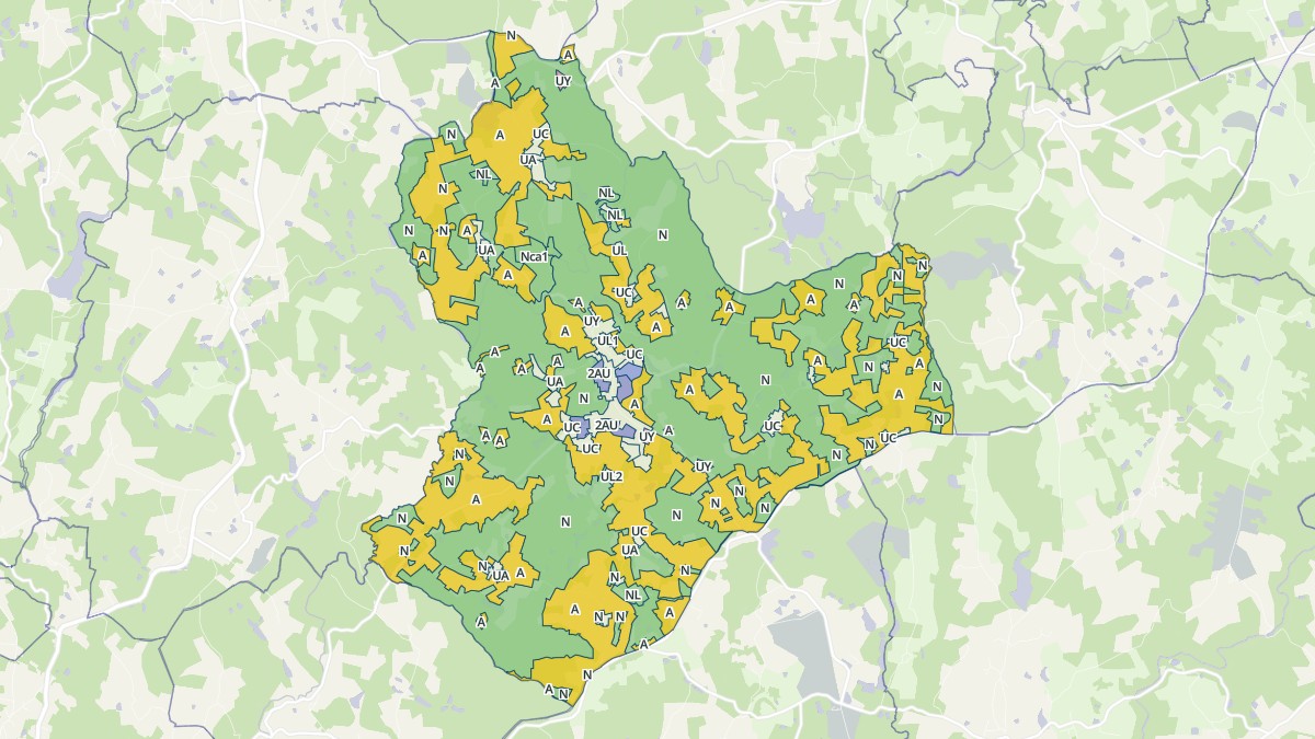 Aperçu cartographique de Abjat-sur-Bandiat, centré sur la commune