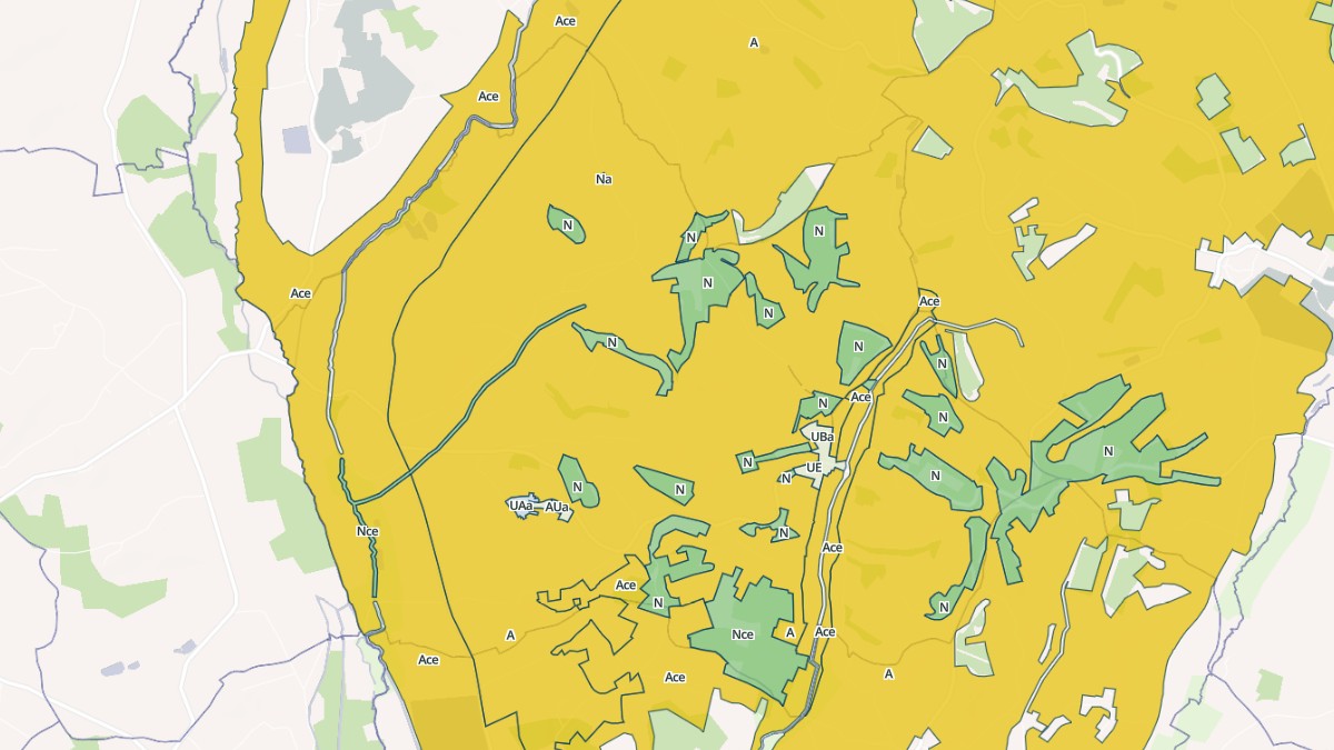Aperçu cartographique de Bouteilles-Saint-Sébastien, centré sur la commune