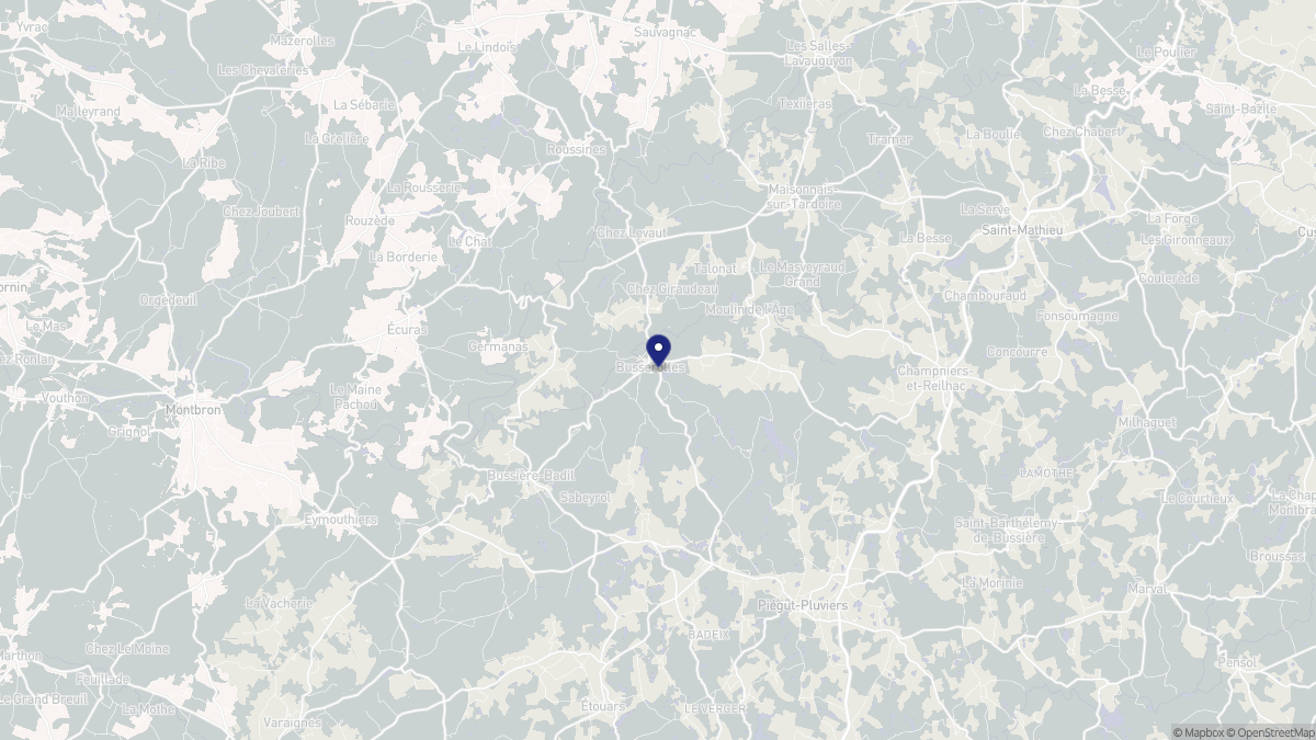 Aperçu cartographique de Busserolles, centré sur la commune