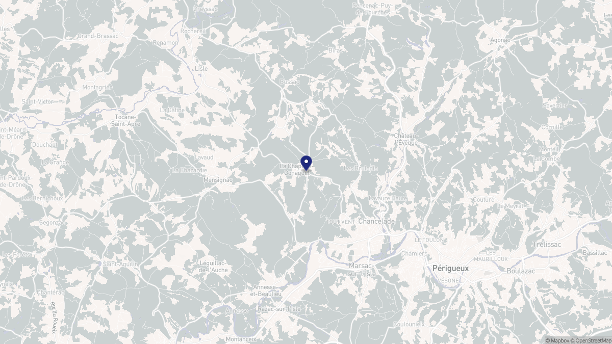 Aperçu cartographique de La Chapelle-Gonaguet, centré sur la commune
