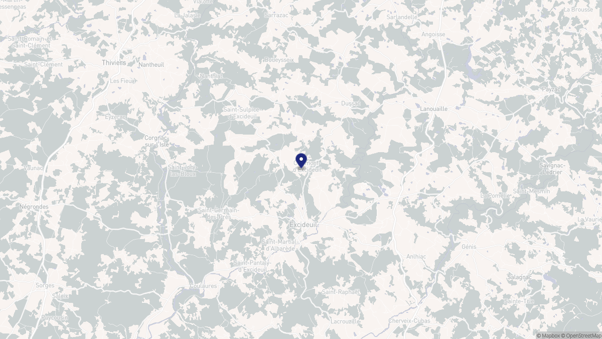 Aperçu cartographique de Clermont-d'Excideuil, centré sur la commune