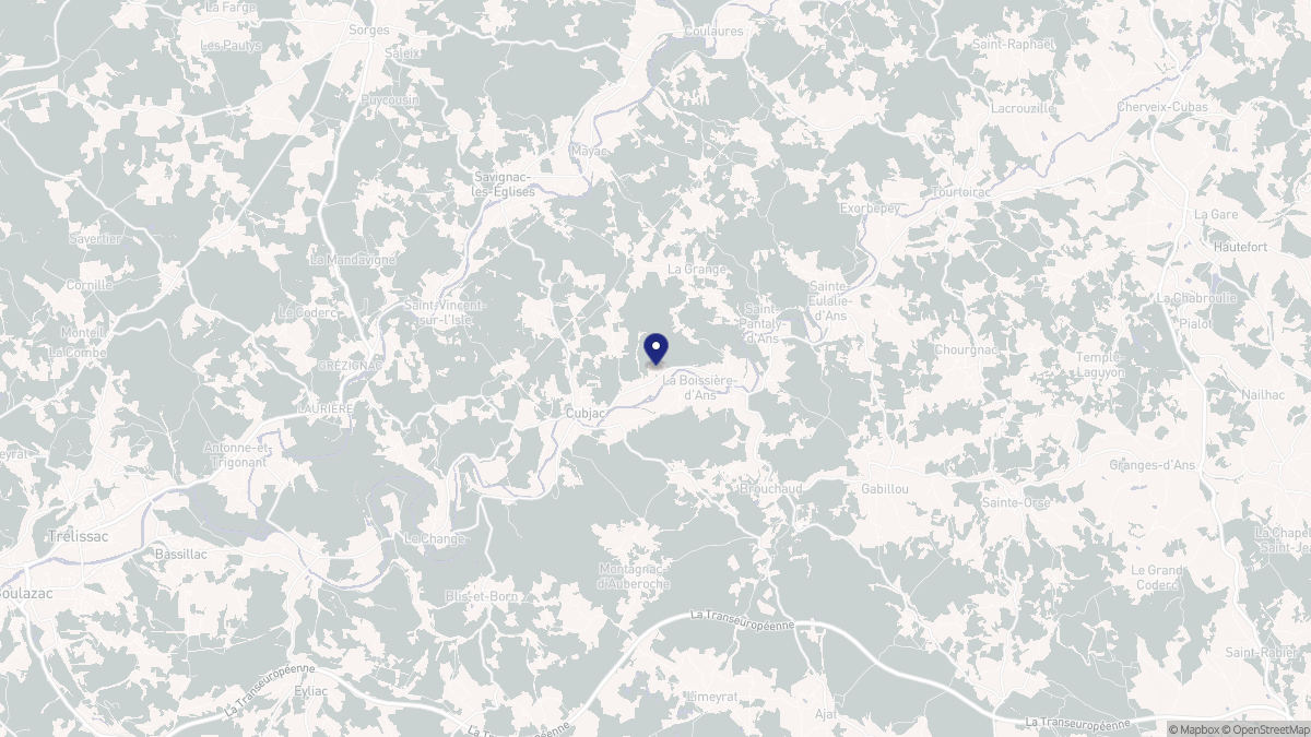 Aperçu cartographique de Cubjac-Auvézère-Val d'Ans, centré sur la commune