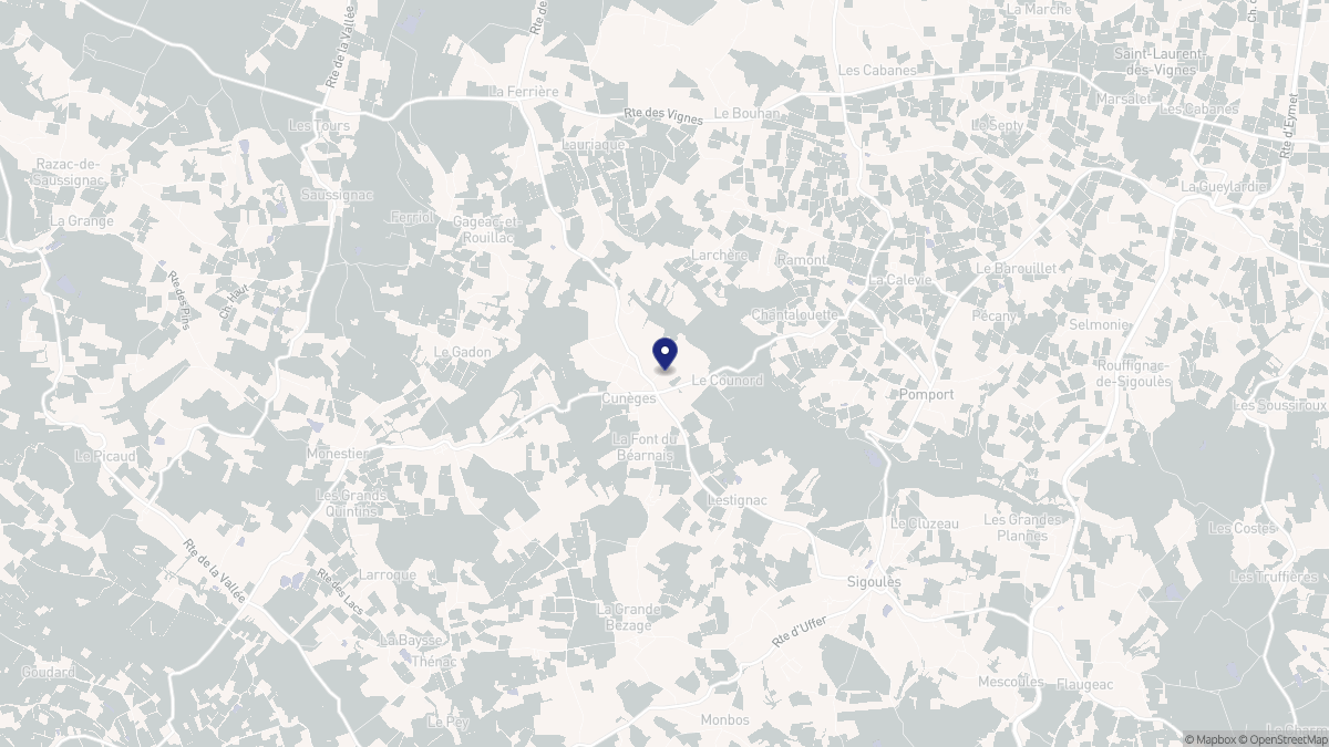 Aperçu cartographique de Cunèges, centré sur la commune