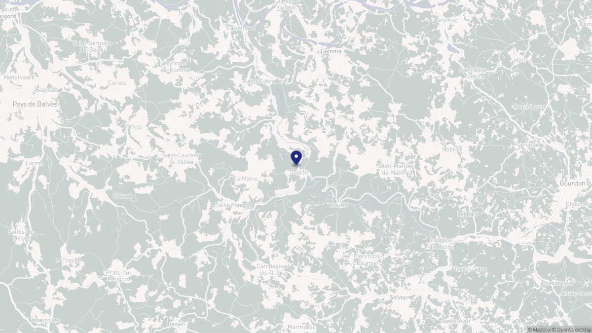 Aperçu cartographique de Daglan, centré sur la commune