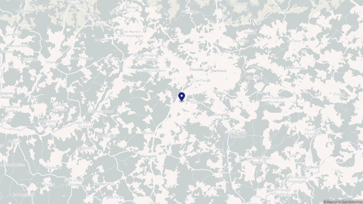 Aperçu cartographique de Eyzerac, centré sur la commune