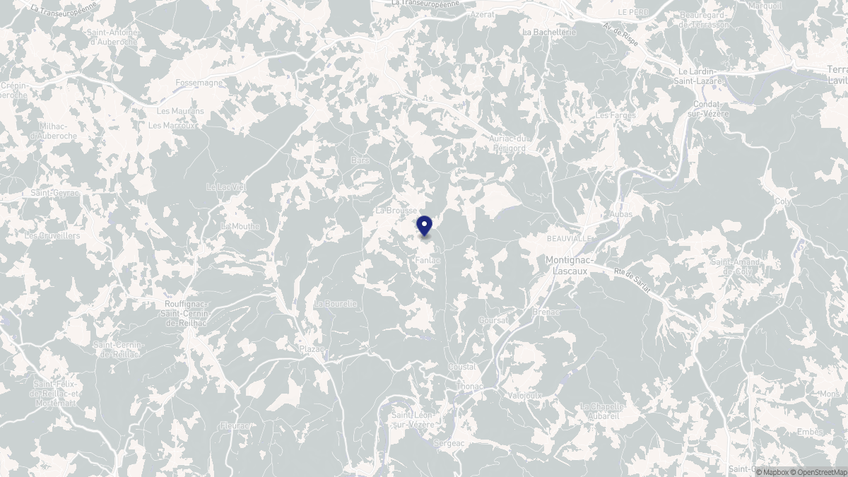 Aperçu cartographique de Fanlac, centré sur la commune