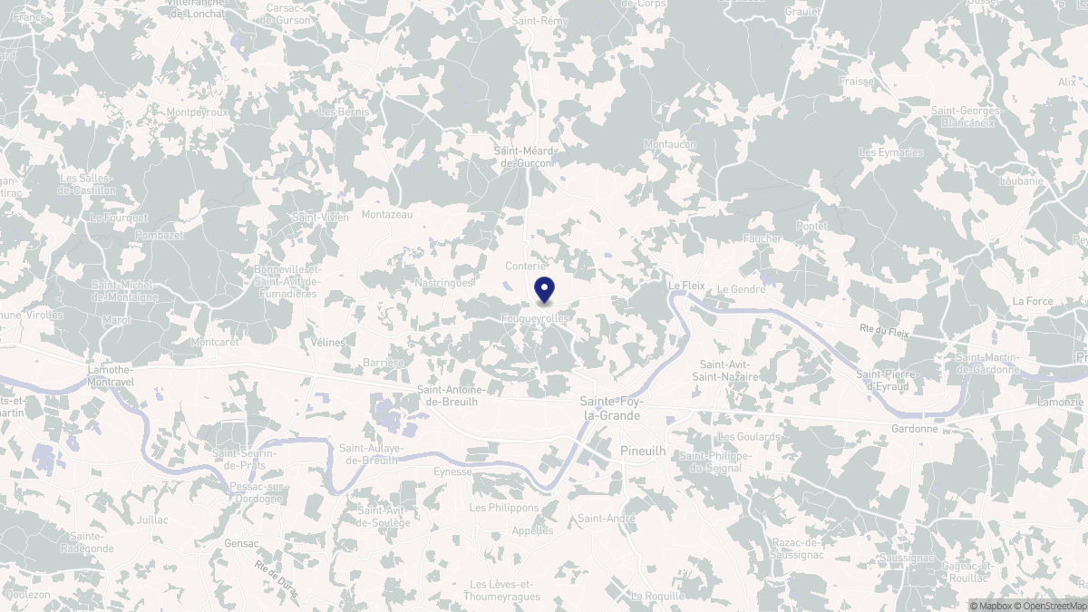 Aperçu cartographique de Fougueyrolles, centré sur la commune