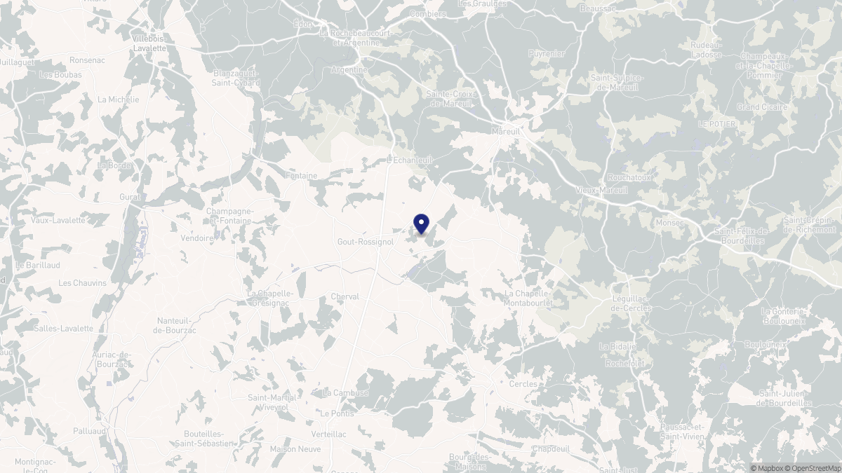 Aperçu cartographique de Gout-Rossignol, centré sur la commune
