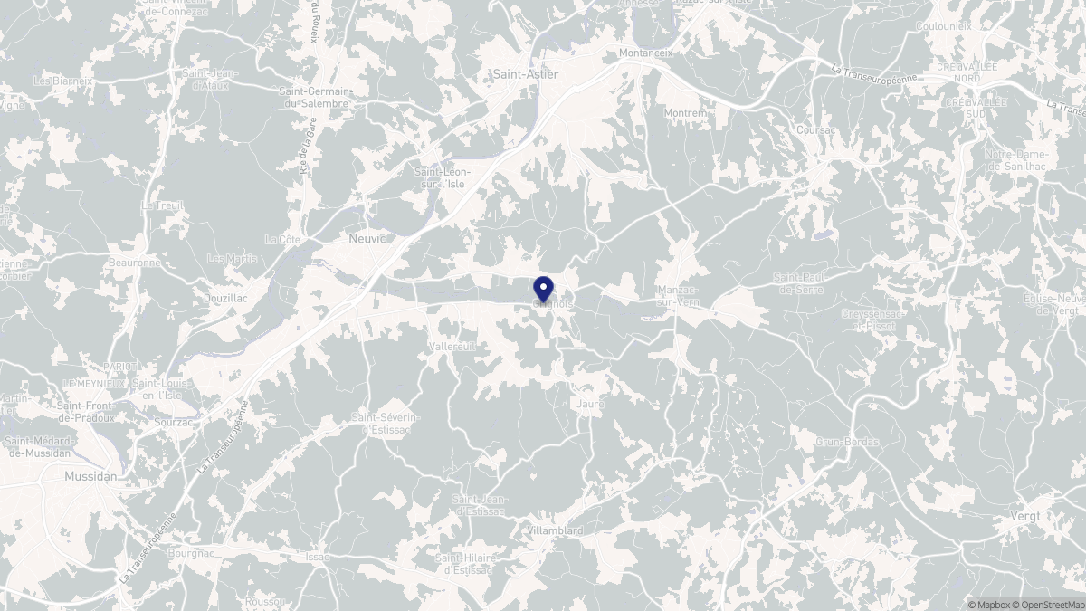 Aperçu cartographique de Grignols, centré sur la commune