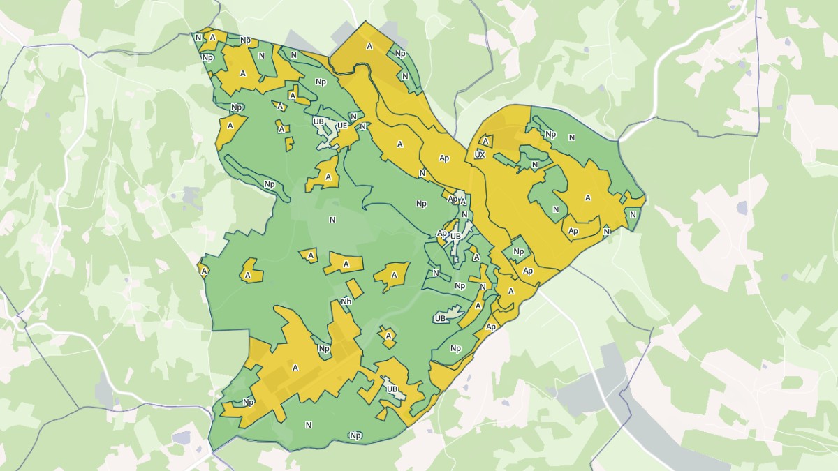 Aperçu cartographique de Grun-Bordas, centré sur la commune