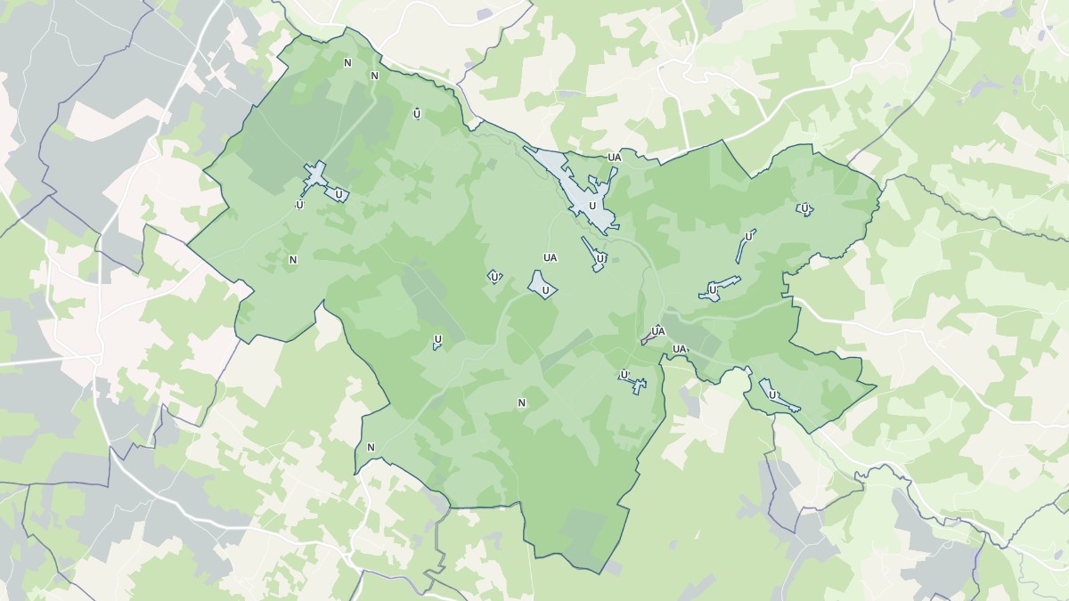 Aperçu cartographique de Javerlhac-et-la-Chapelle-Saint-Robert, centré sur la commune