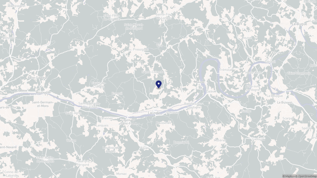 Aperçu cartographique de Lalinde, centré sur la commune