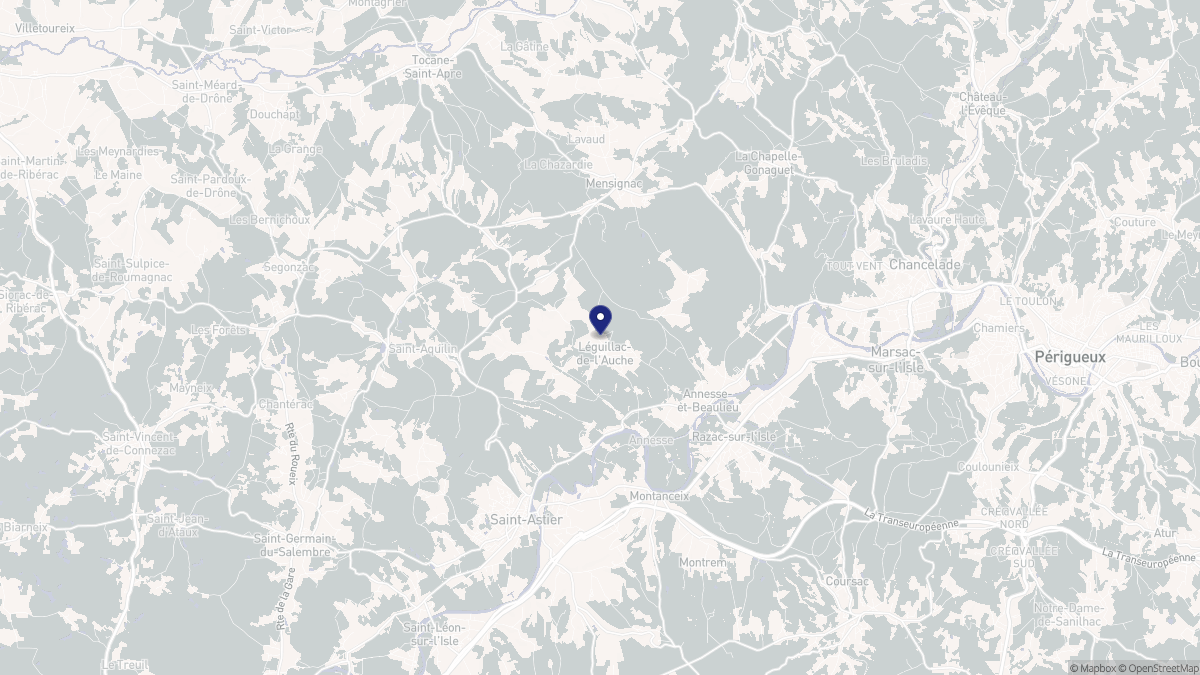 Aperçu cartographique de Léguillac-de-l'Auche, centré sur la commune