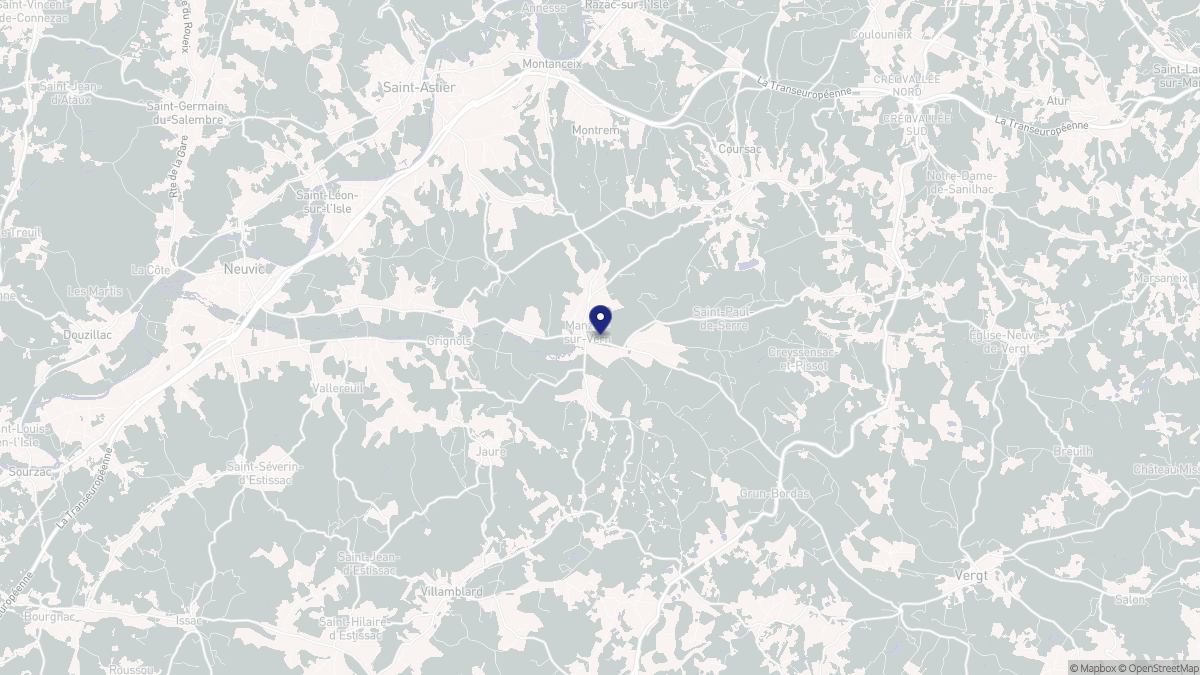 Aperçu cartographique de Manzac-sur-Vern, centré sur la commune
