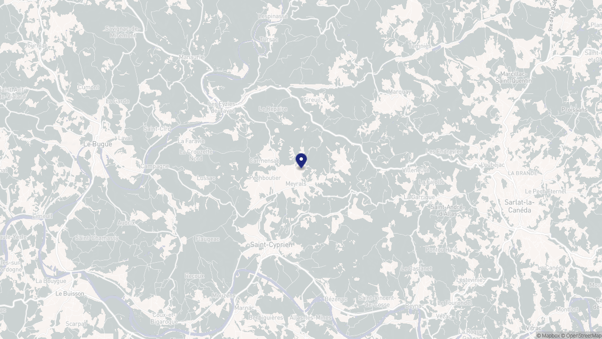 Aperçu cartographique de Meyrals, centré sur la commune