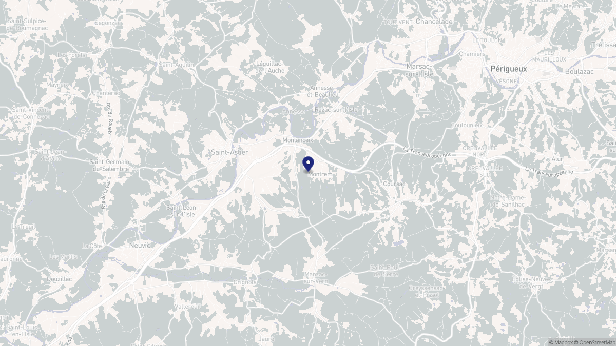 Aperçu cartographique de Montrem, centré sur la commune