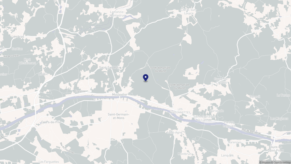 Aperçu cartographique de Mouleydier, centré sur la commune