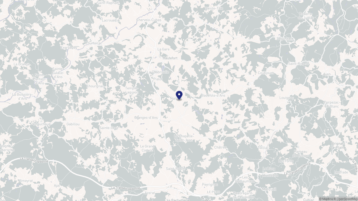 Aperçu cartographique de Nailhac, centré sur la commune