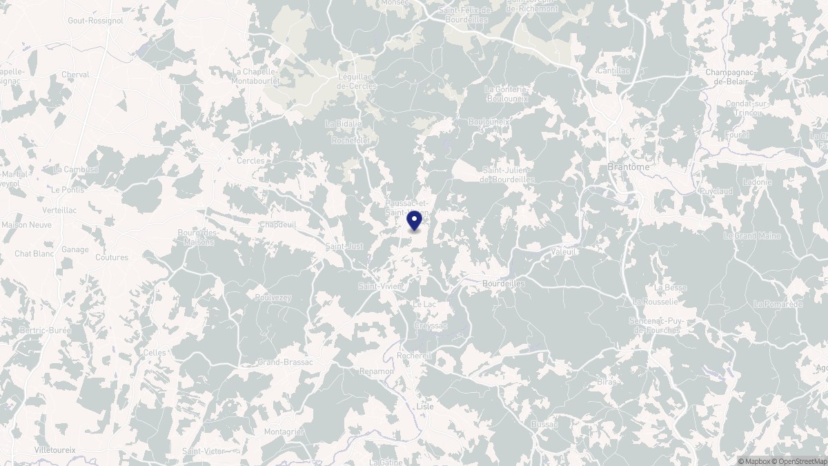 Aperçu cartographique de Paussac-et-Saint-Vivien, centré sur la commune