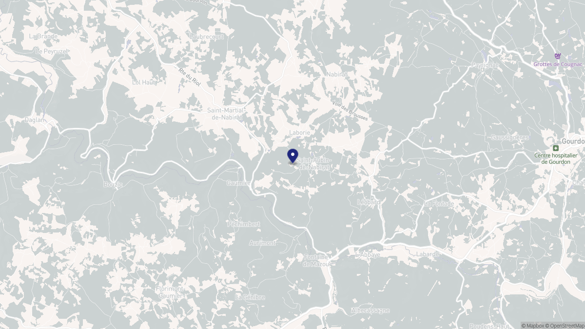 Aperçu cartographique de Saint-Aubin-de-Nabirat, centré sur la commune