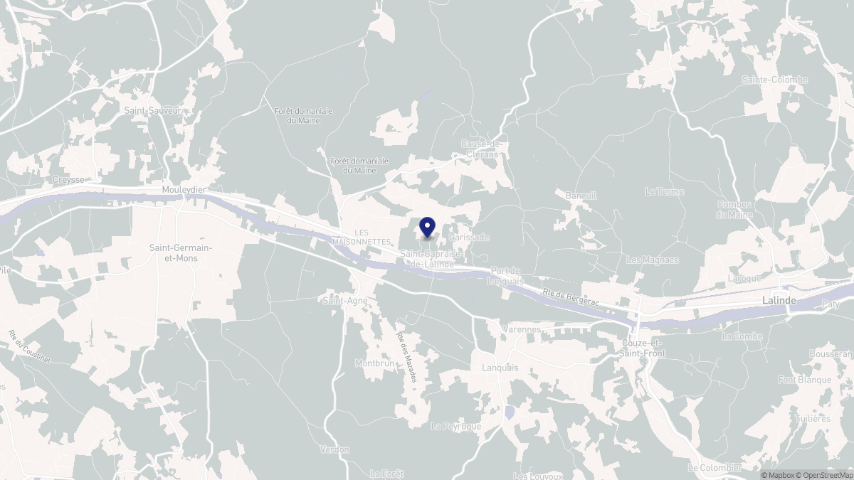 Aperçu cartographique de Saint-Capraise-de-Lalinde, centré sur la commune