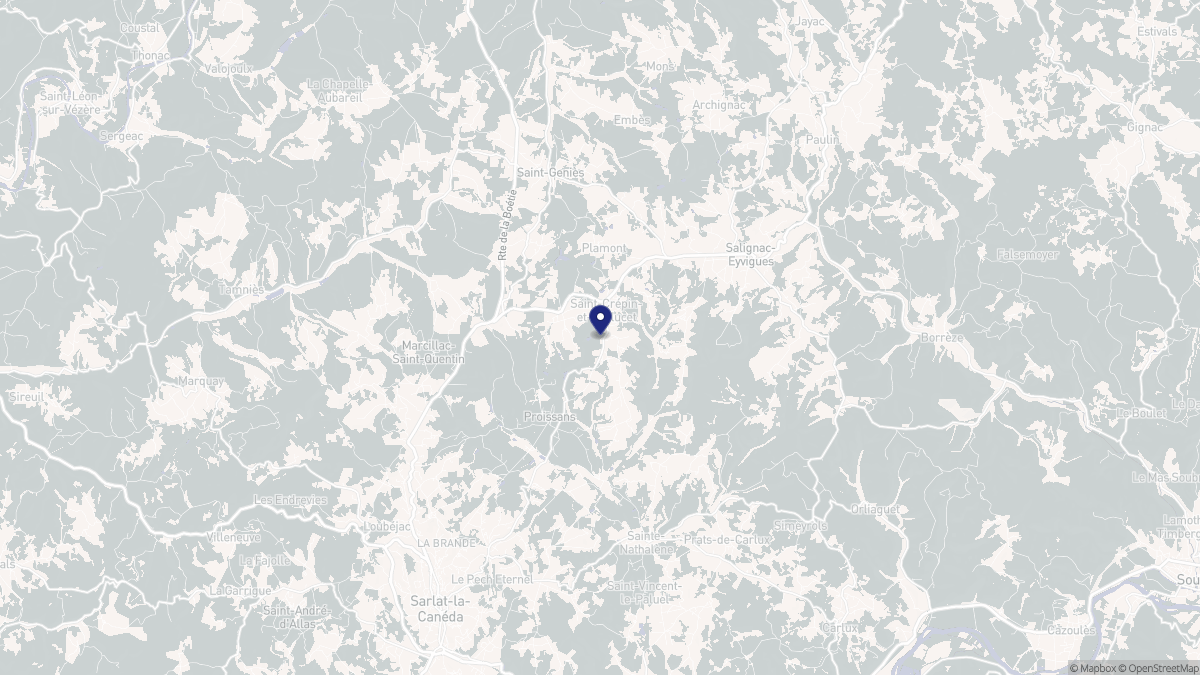 Aperçu cartographique de Saint-Crépin-et-Carlucet, centré sur la commune