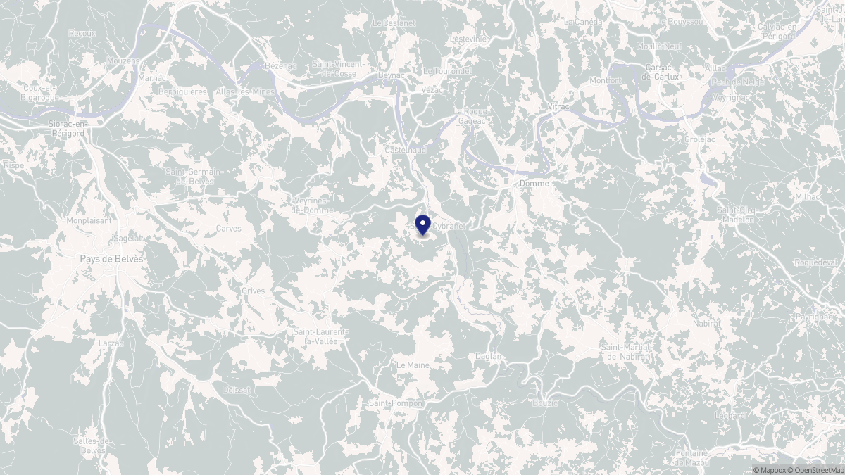 Aperçu cartographique de Saint-Cybranet, centré sur la commune