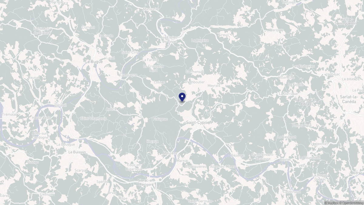 Aperçu cartographique de Saint-Cyprien, centré sur la commune
