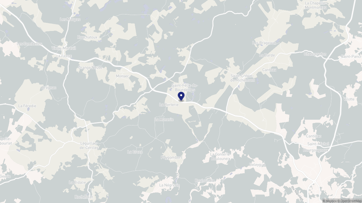 Aperçu cartographique de Saint-Félix-de-Bourdeilles, centré sur la commune