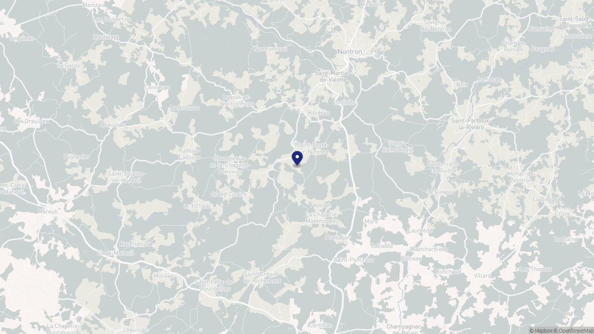 Aperçu cartographique de Saint-Front-sur-Nizonne, centré sur la commune