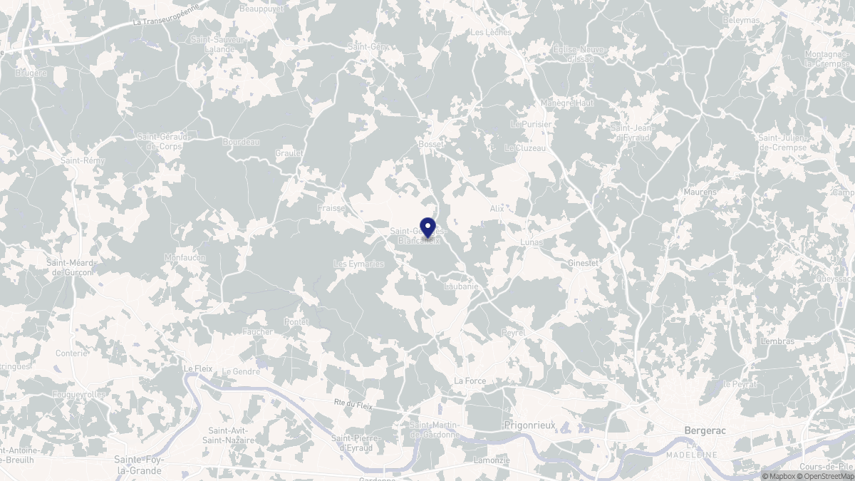 Aperçu cartographique de Saint-Georges-Blancaneix, centré sur la commune
