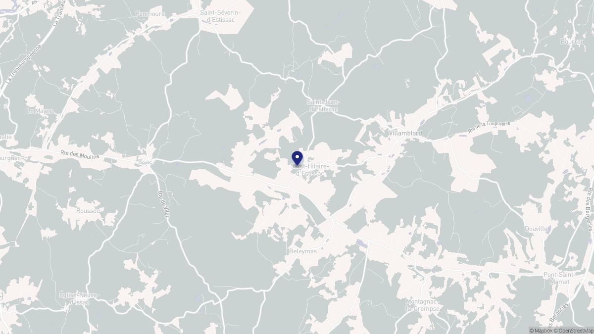 Aperçu cartographique de Saint-Hilaire-d'Estissac, centré sur la commune