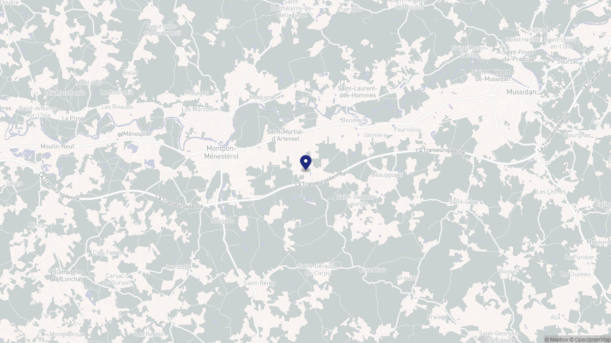 Aperçu cartographique de Saint-Martial-d'Artenset, centré sur la commune