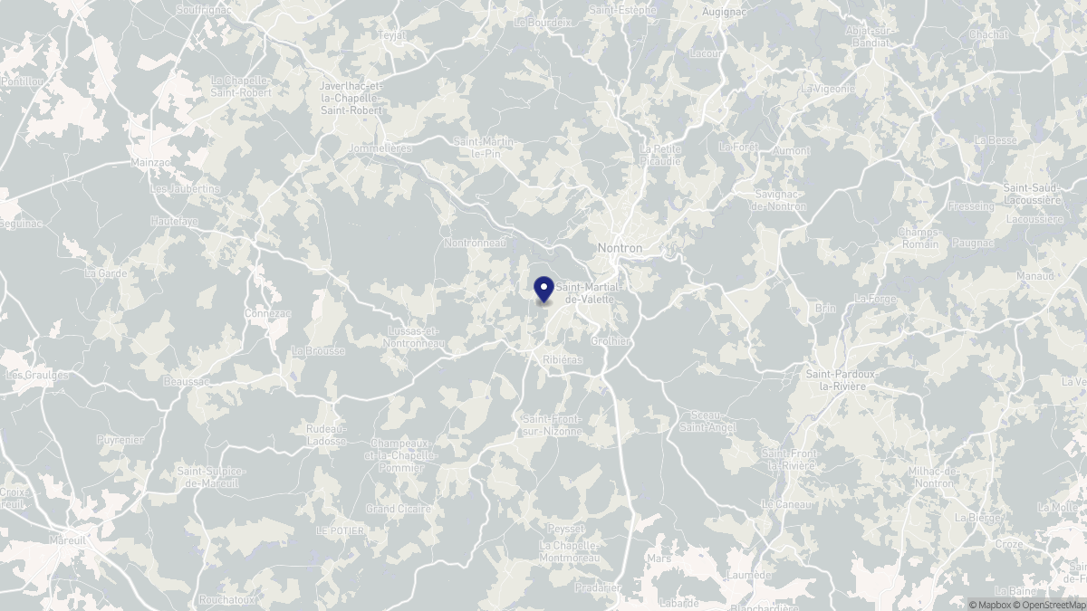 Aperçu cartographique de Saint-Martial-de-Valette, centré sur la commune