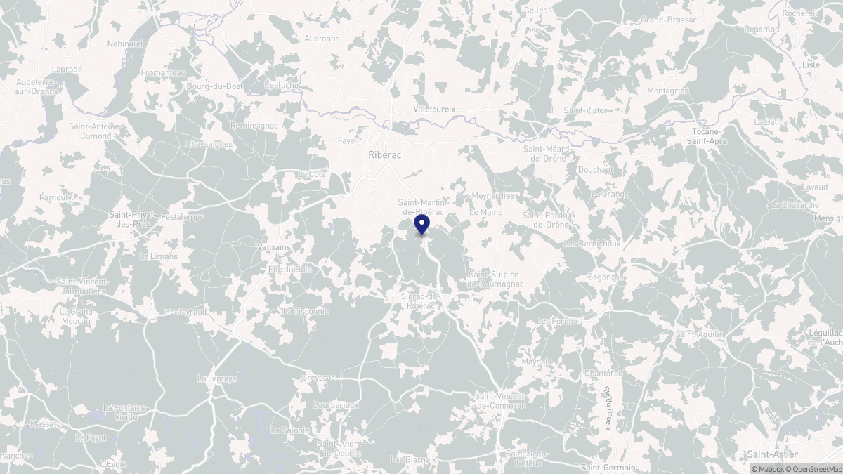Aperçu cartographique de Saint-Martin-de-Ribérac, centré sur la commune