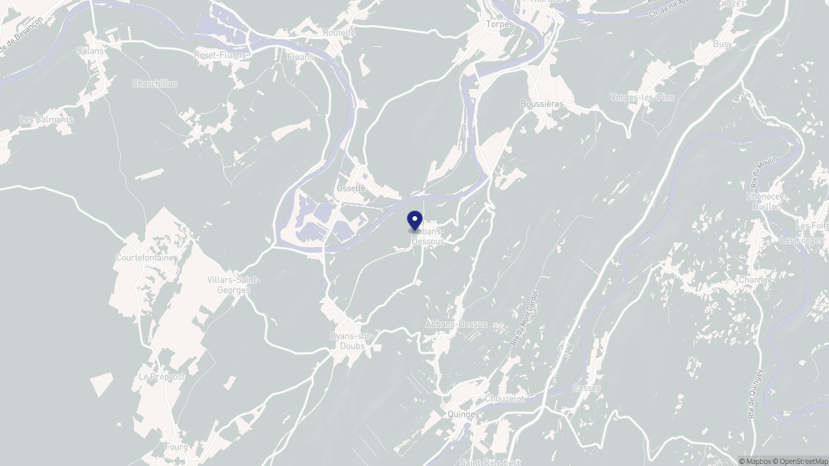 Aperçu cartographique de Abbans-Dessous, centré sur la commune