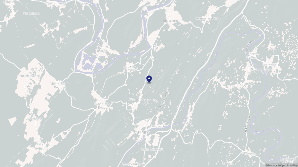 Aperçu cartographique de Abbans-Dessus, centré sur la commune