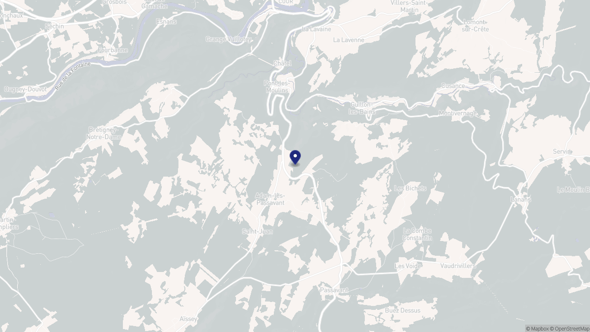 Aperçu cartographique de Adam-lès-Passavant, centré sur la commune