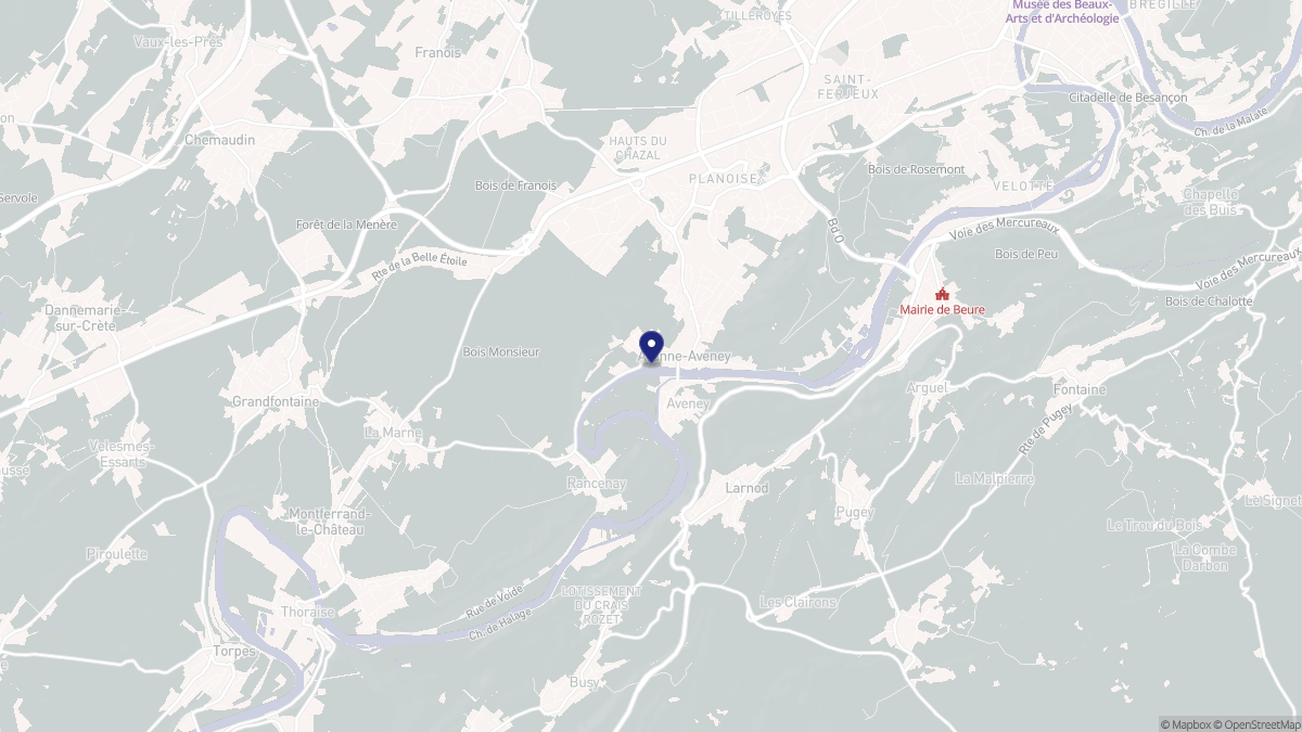 Aperçu cartographique de Avanne-Aveney, centré sur la commune