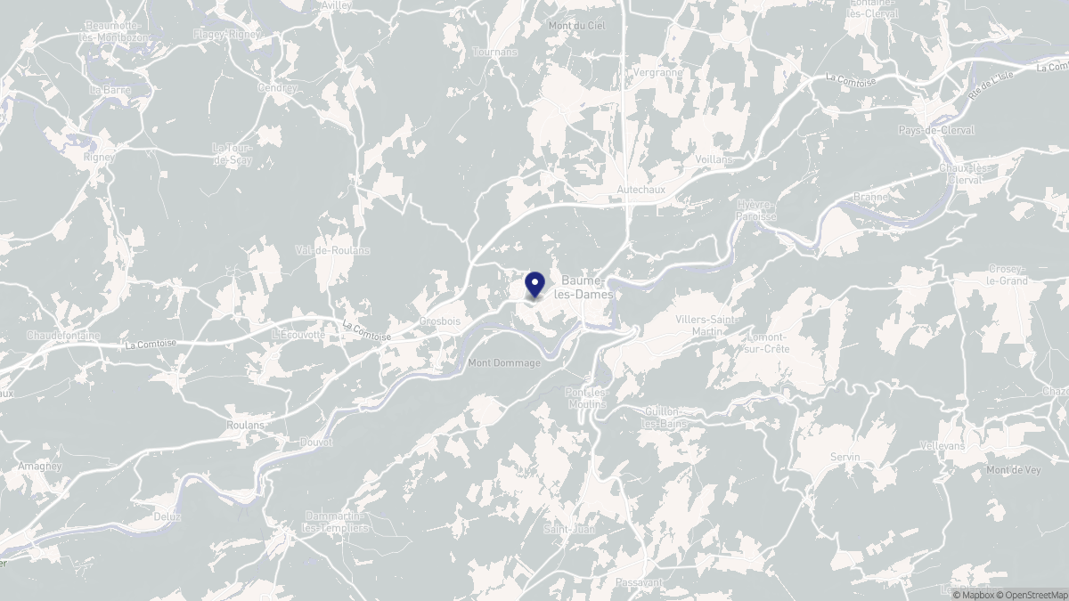 Aperçu cartographique de Baume-les-Dames, centré sur la commune