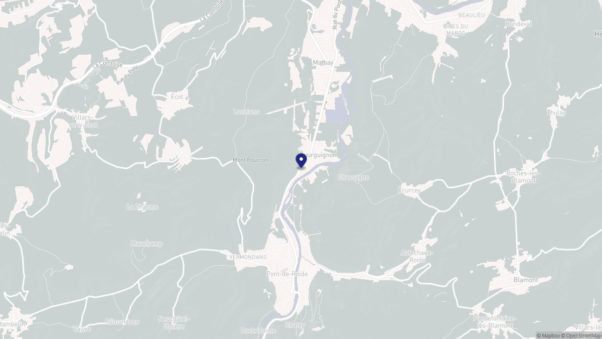 Aperçu cartographique de Bourguignon, centré sur la commune